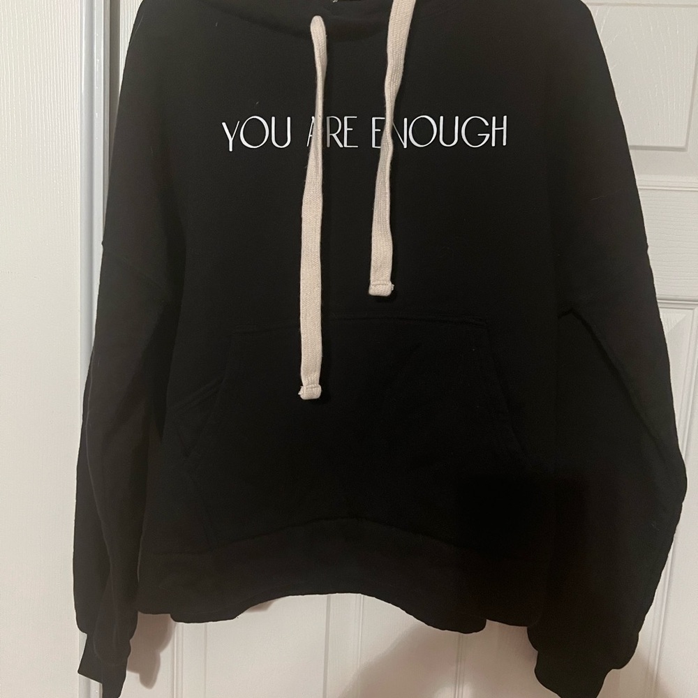 Zenana Women’s Outfitters Inspirational Message Pullover Hoodie. I AM Enough - Picture 3 of 6
